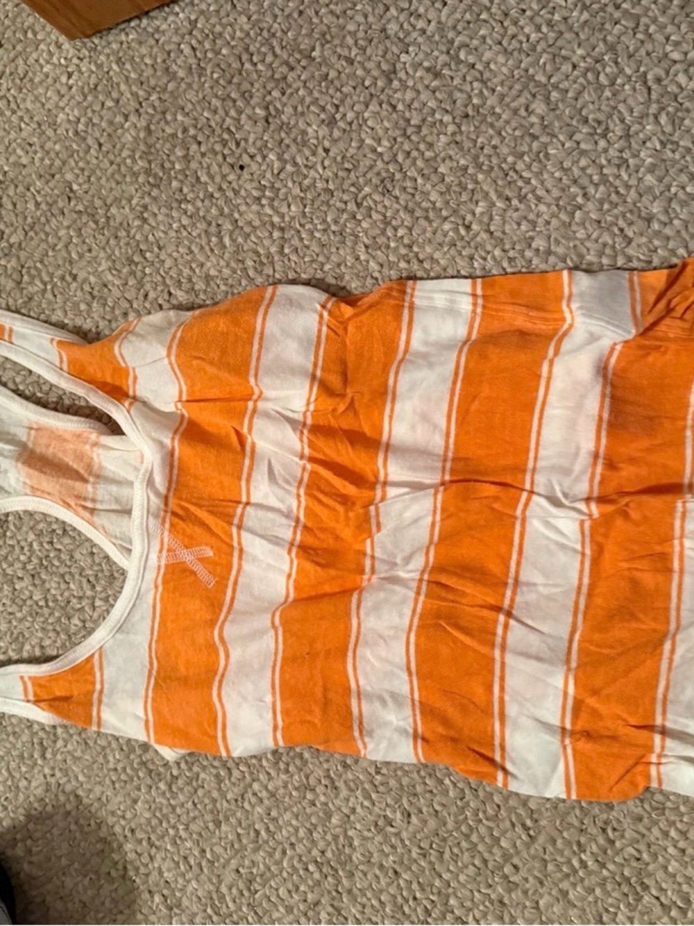 SO Orange and White Striped Racerback Tank